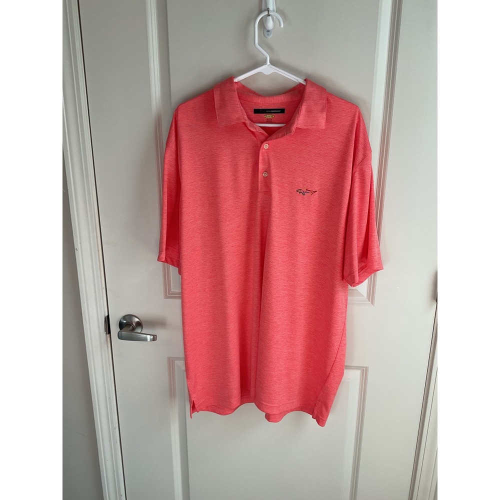 Greg Norman Play Dry‎ Polo Shirt Moisture Wicking Golf Athletic Coral Size M